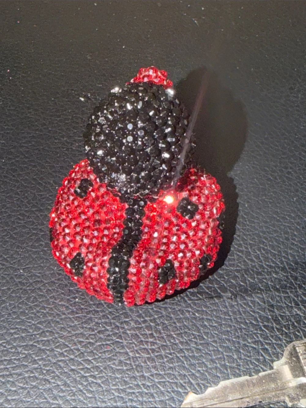 Crystal-Embellished Red & Black Rubber Duck